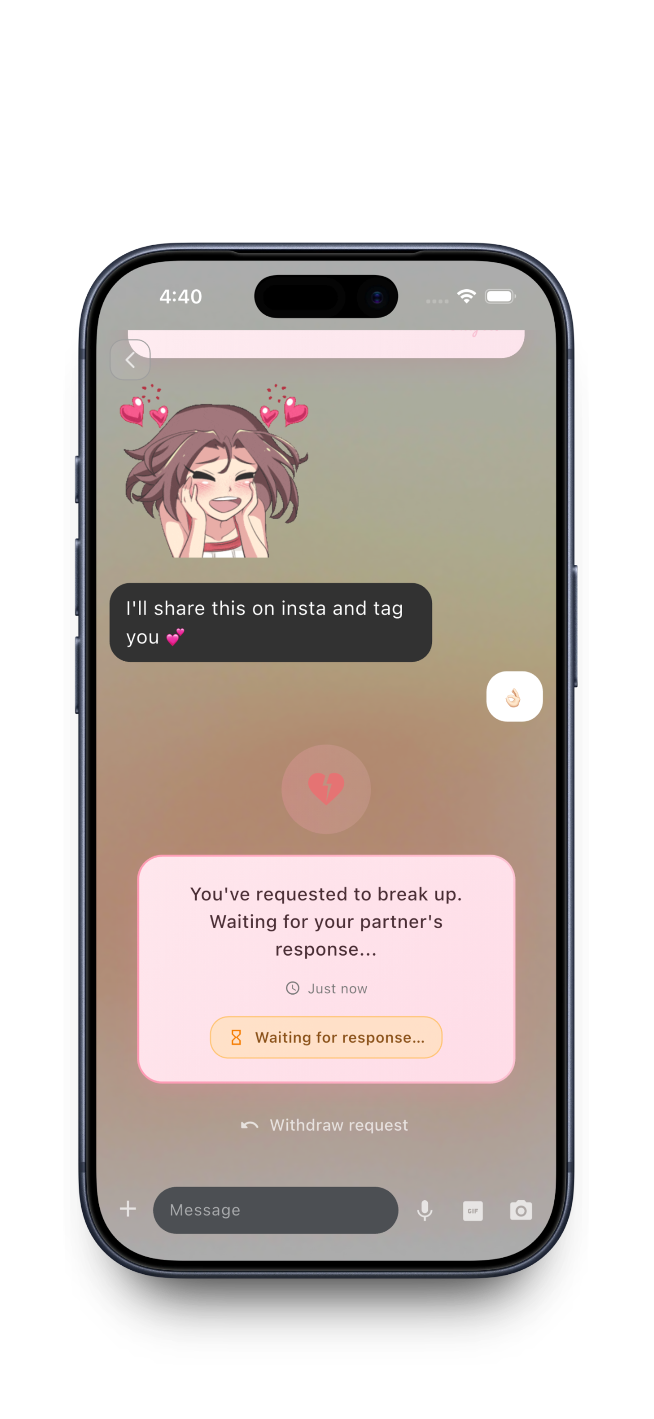 OnlyUs clean breakup feature