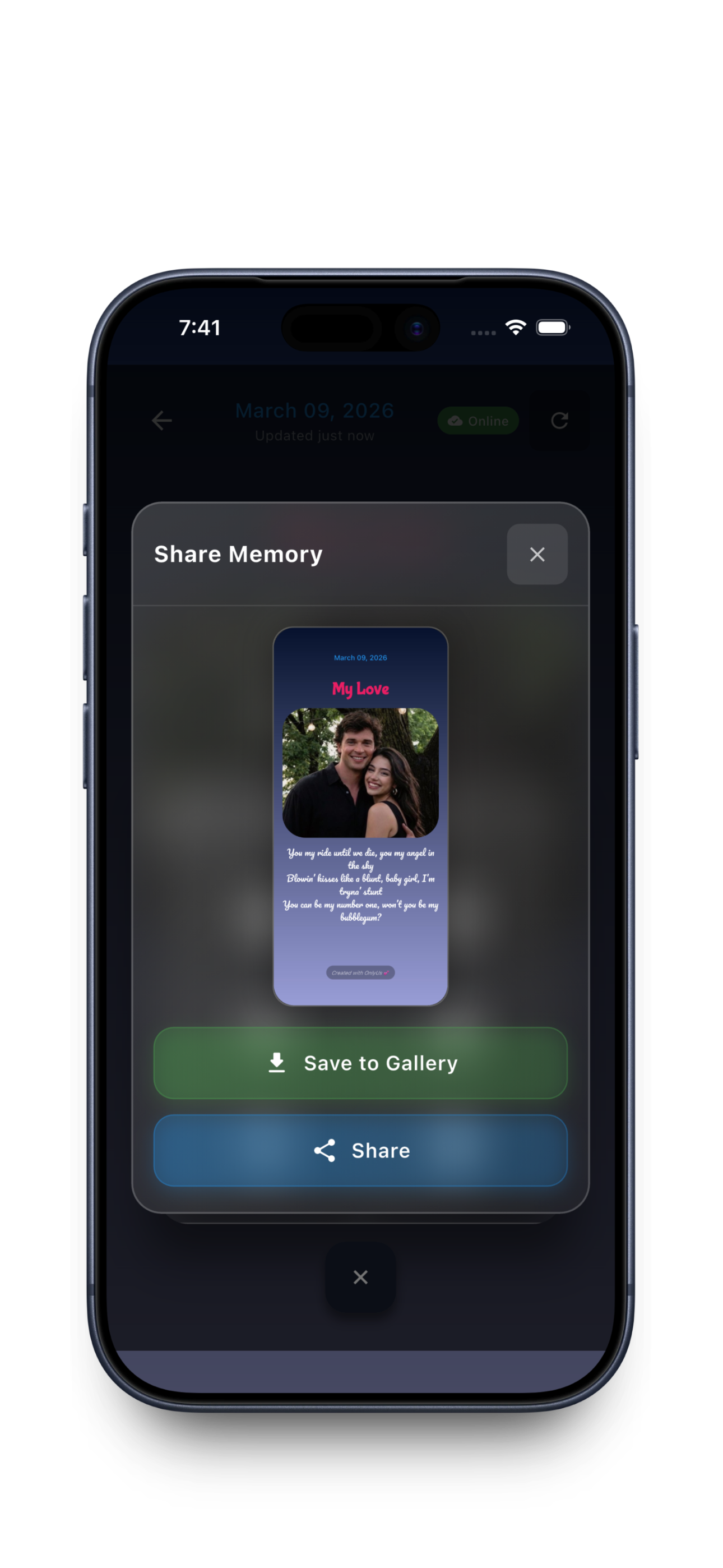 Share memories on social media